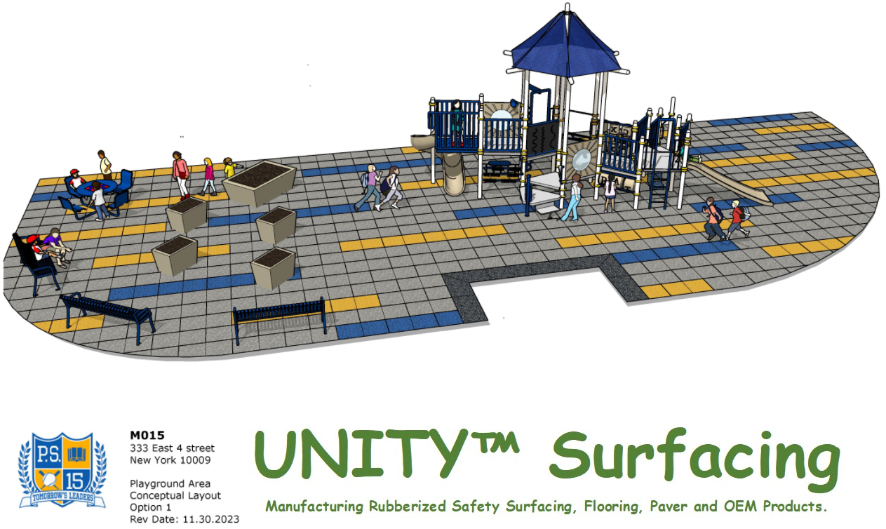 UNITY Surfacing at School Playground Showing Layout in 3D