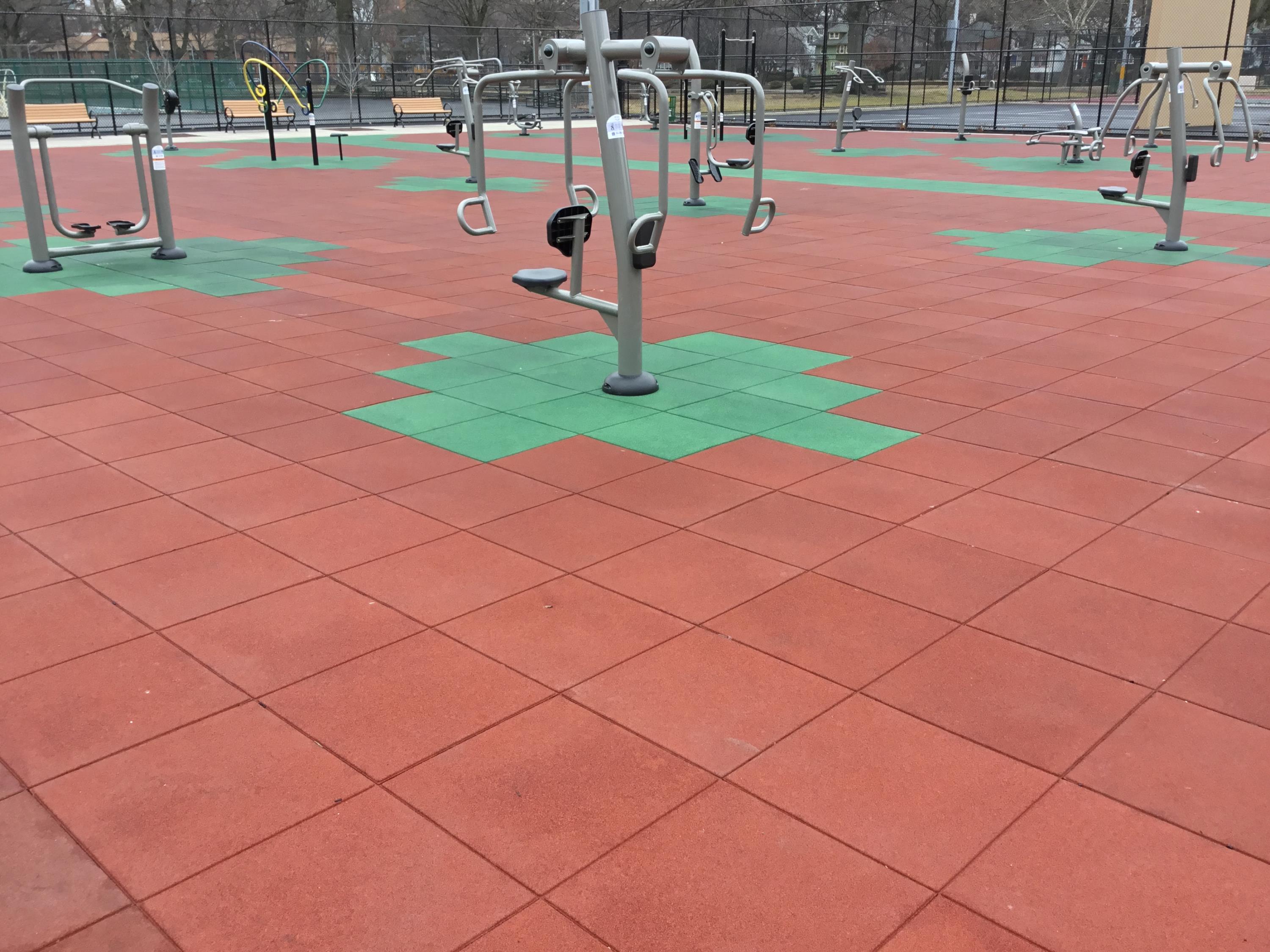 Pigmented Red and Green was selected for the exterior fitness area